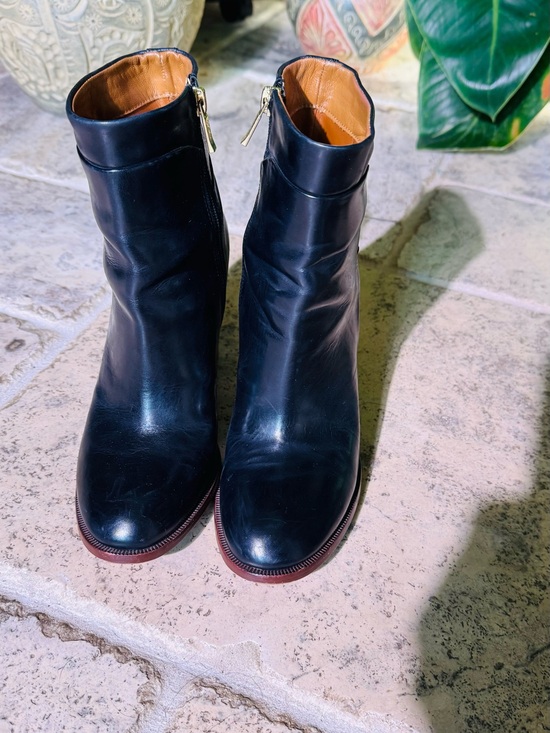Ivanka Trump Shoes - Ivanka Trump Black Leather Ankle Booties with Gold Side Zips